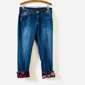 JAG Girlfriend jeans velvet trim hem size 10
